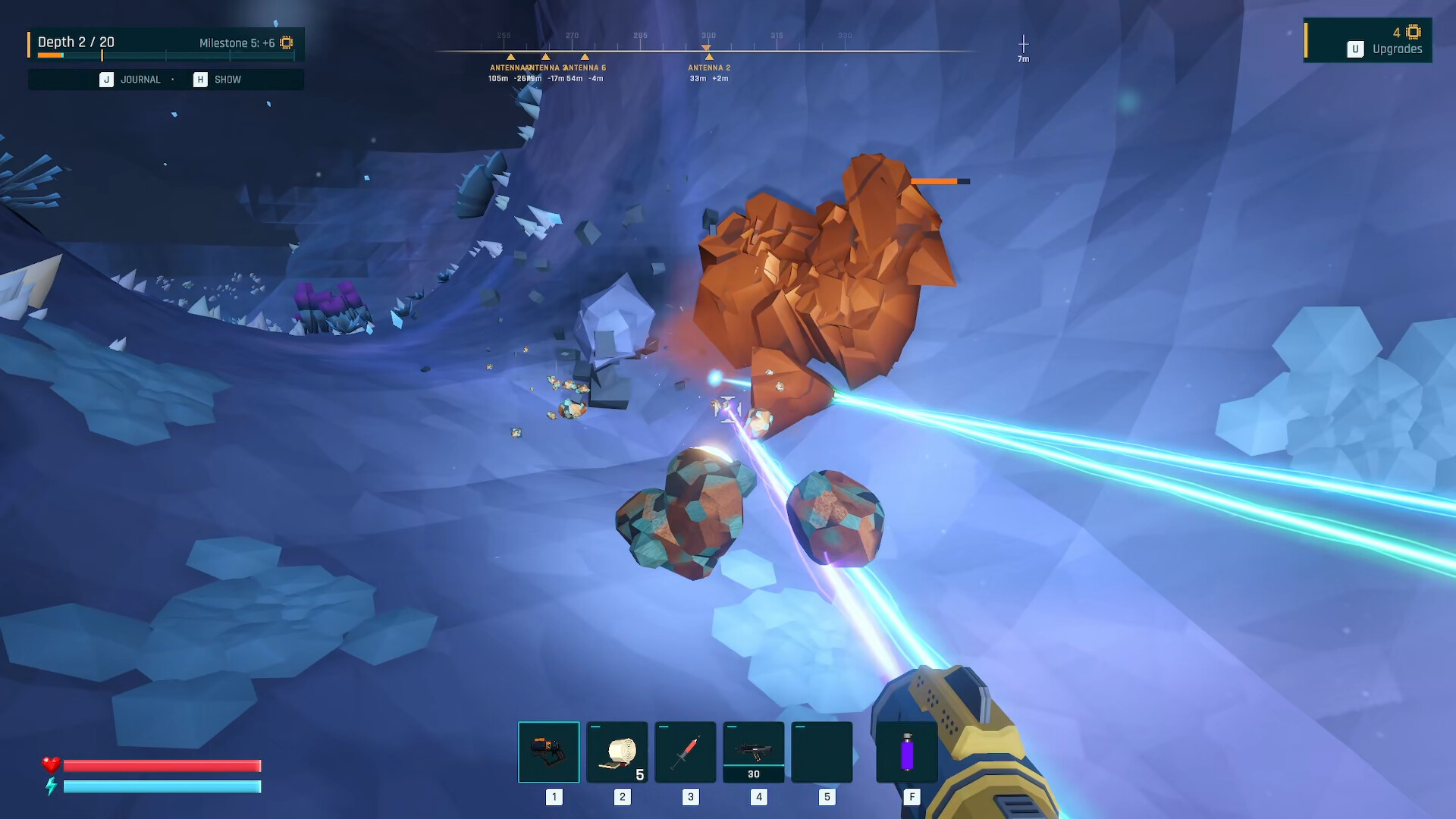 A crew's mining lasers cut through ore at Depth 2 of 20 in one of NARON's caves. Image: TIDERAFT.