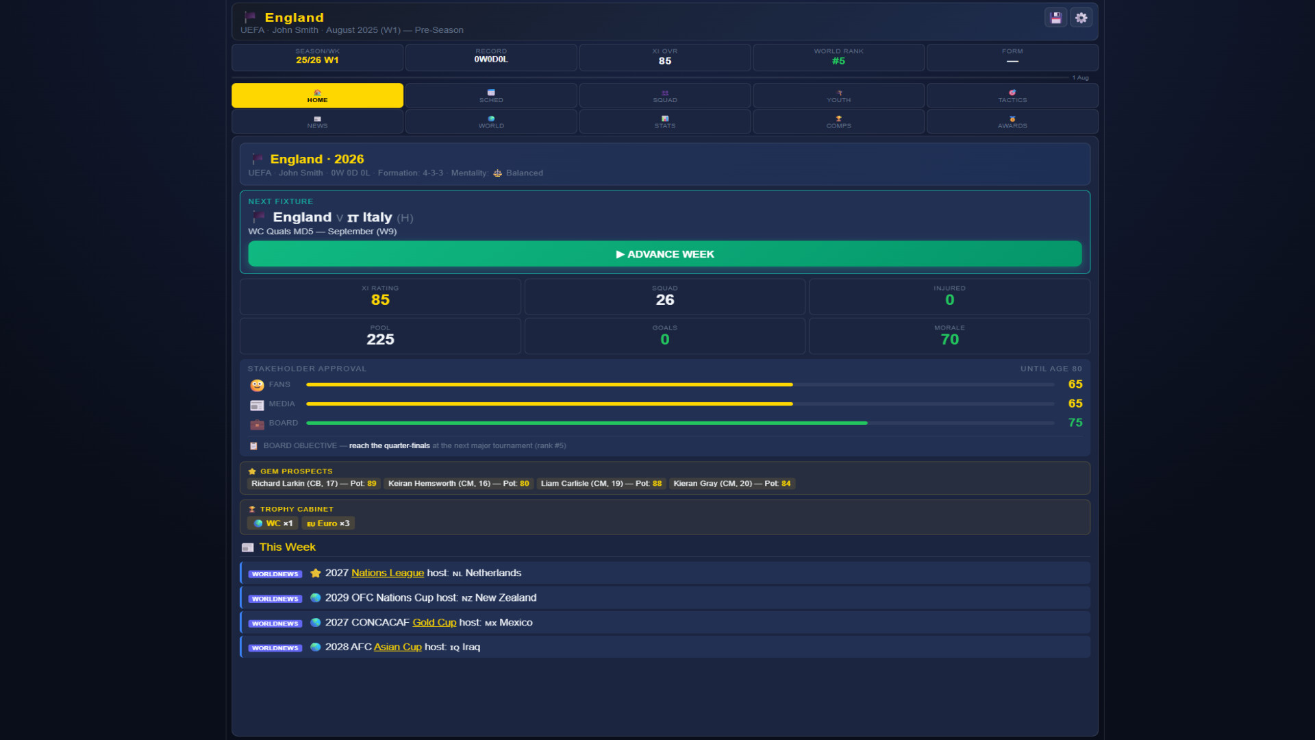 Sim: World Cup Manager screenshot #1