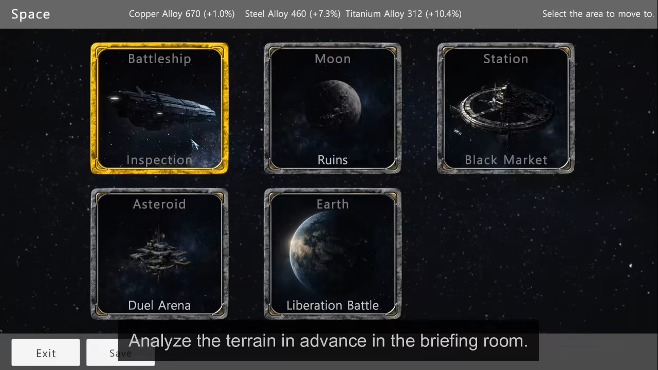 Destination selection scene