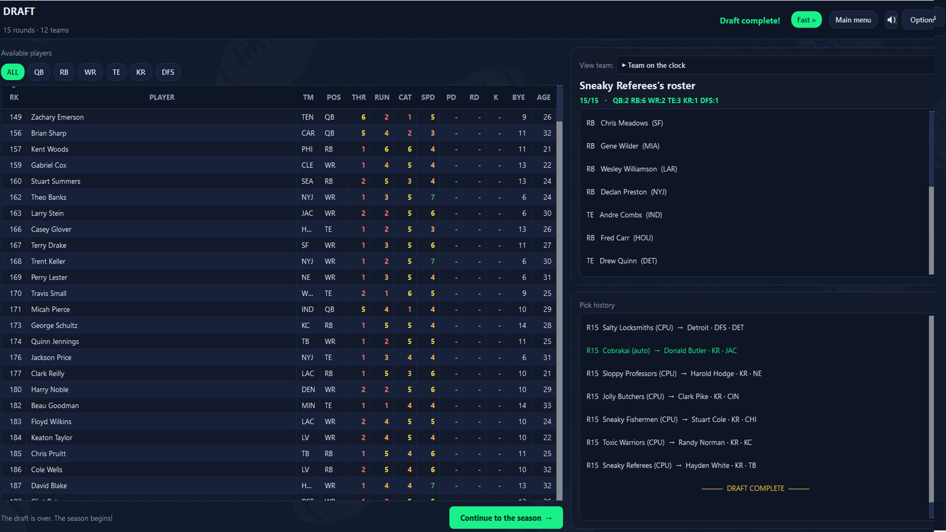 ReDraft: The Fantasy Football Simulator 스크린샷 6