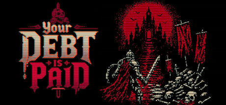 《Your Debt Is Paid》封面艺术：CRT扫描线下披着兜帽的债务人面对发光的契约