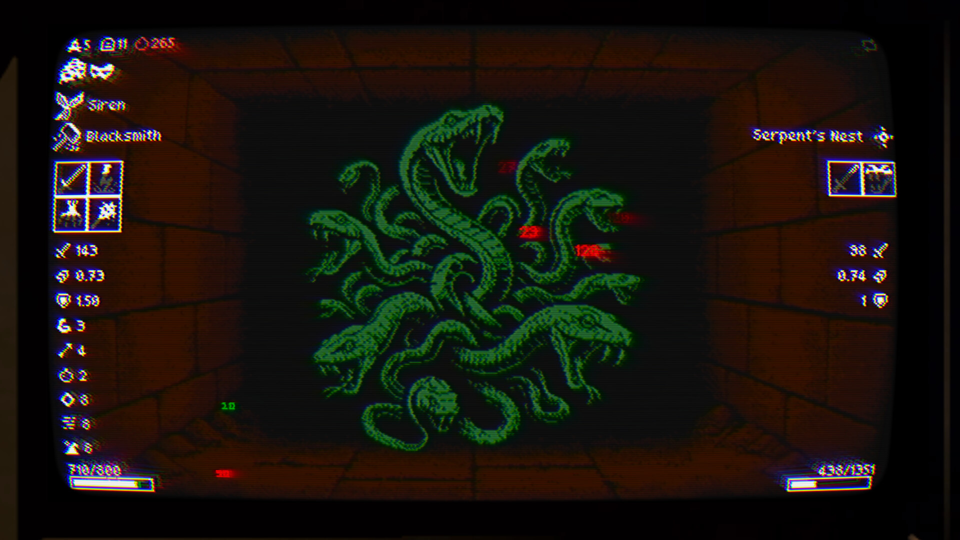 Your Debt Is Paid dungeon corridor rendered with CRT effects and 1990s cartridge visuals