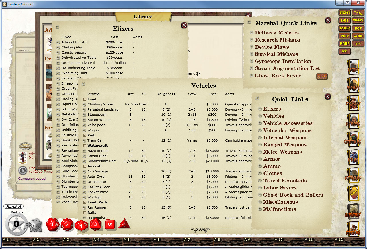 Fantasy Grounds - Deadlands: The 1880 Smith & Robards Catalog Featured Screenshot #1