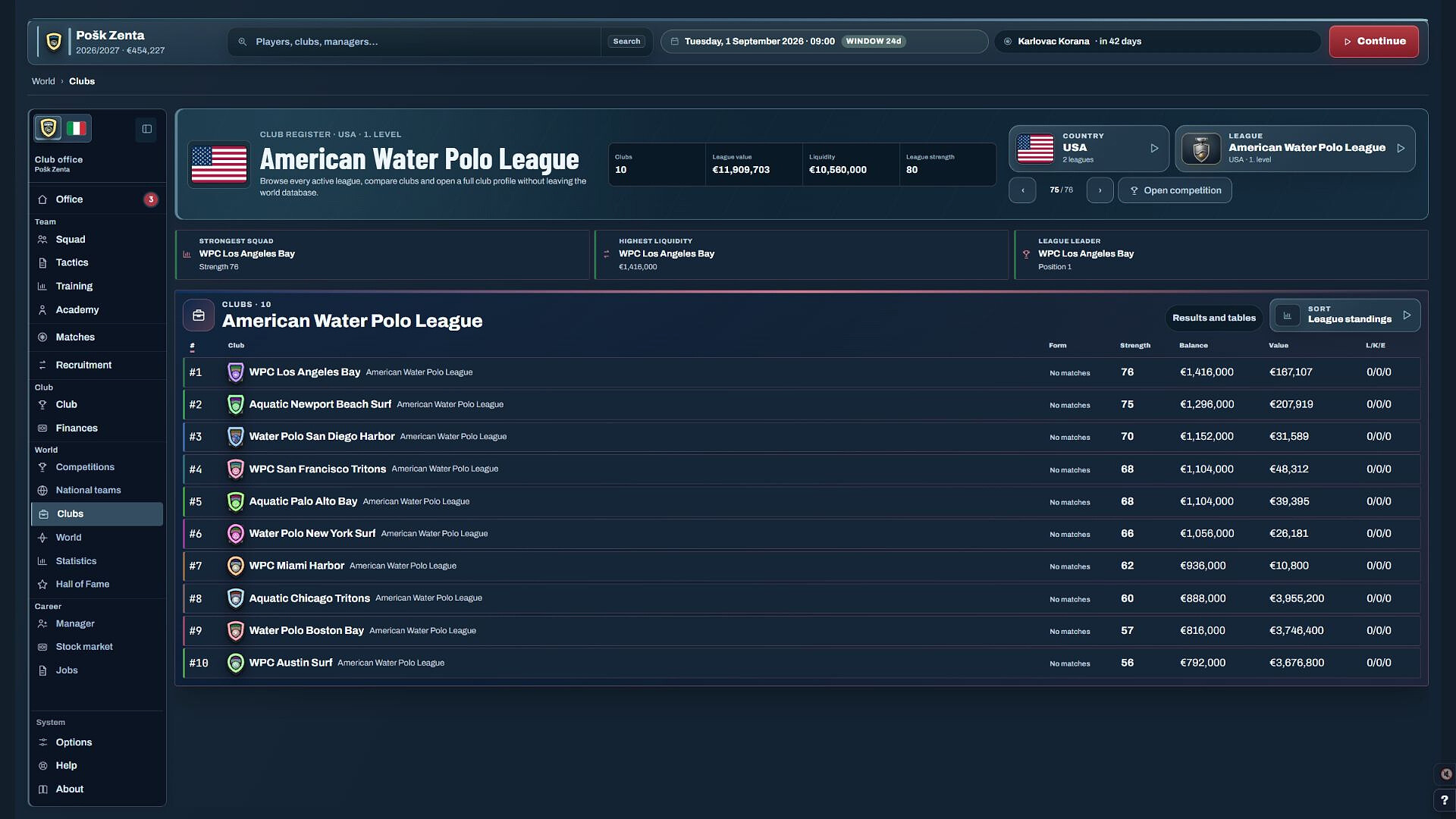Water Polo Manager 2026 screenshot 9