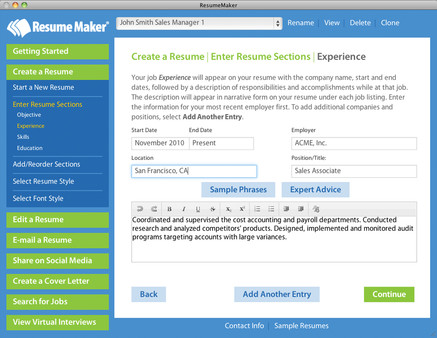 Resume Maker® for Mac screenshot 2