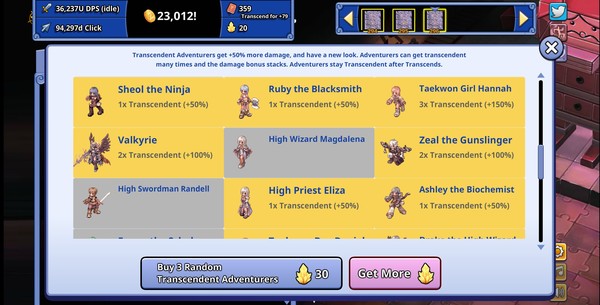 Screenshot z Ragnarok Clicker