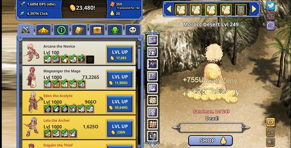 Screenshot z Ragnarok Clicker