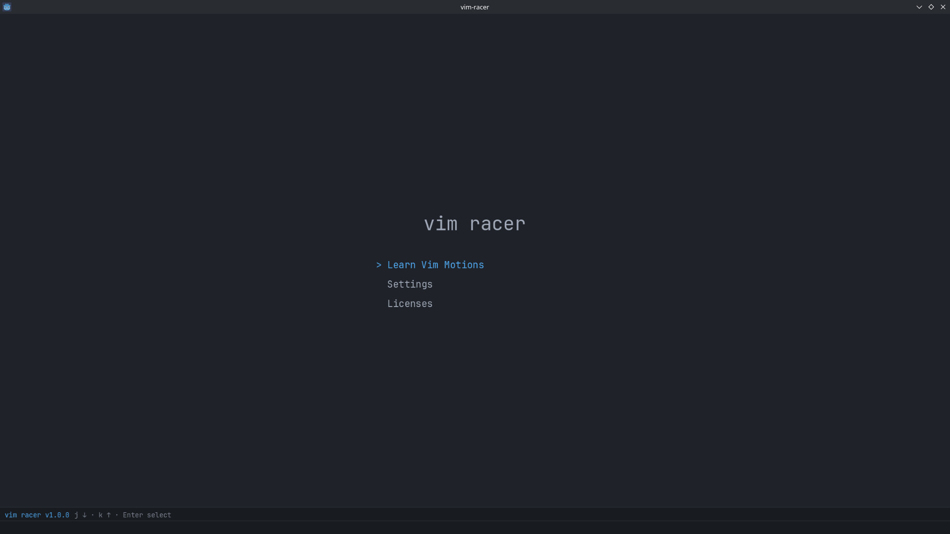 vim racerのスクリーンショット 1