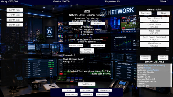 TV Network Simulator Screenshot