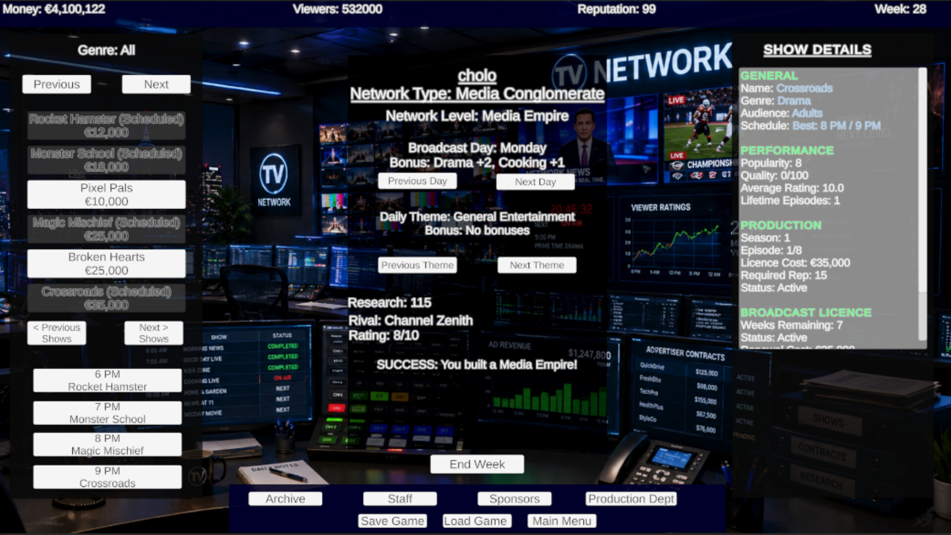 TV Network Simulator screenshot 1