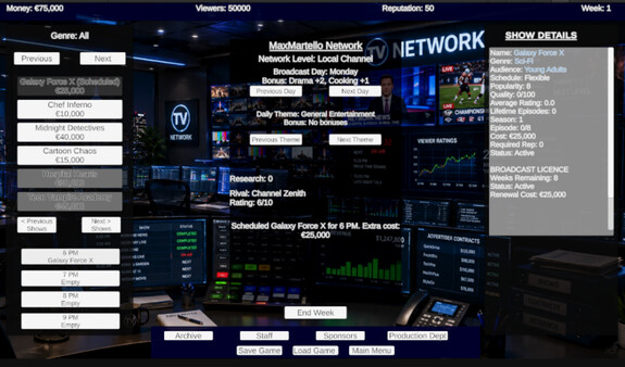 TV Network Simulator Screenshot