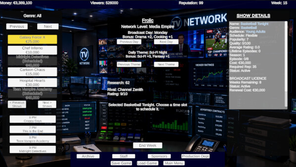 TV Network Simulator Screenshot
