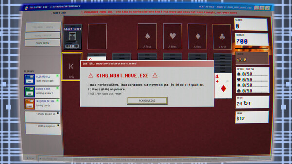 Скриншот 1 из игры SOLITAIRE.EXE: A Roguelike on the Night Shift