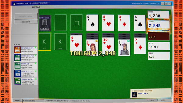 Скриншот 2 из игры SOLITAIRE.EXE: A Roguelike on the Night Shift