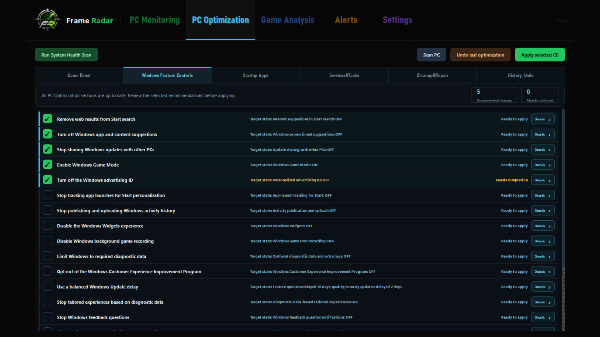 Frame Radar screenshot 4