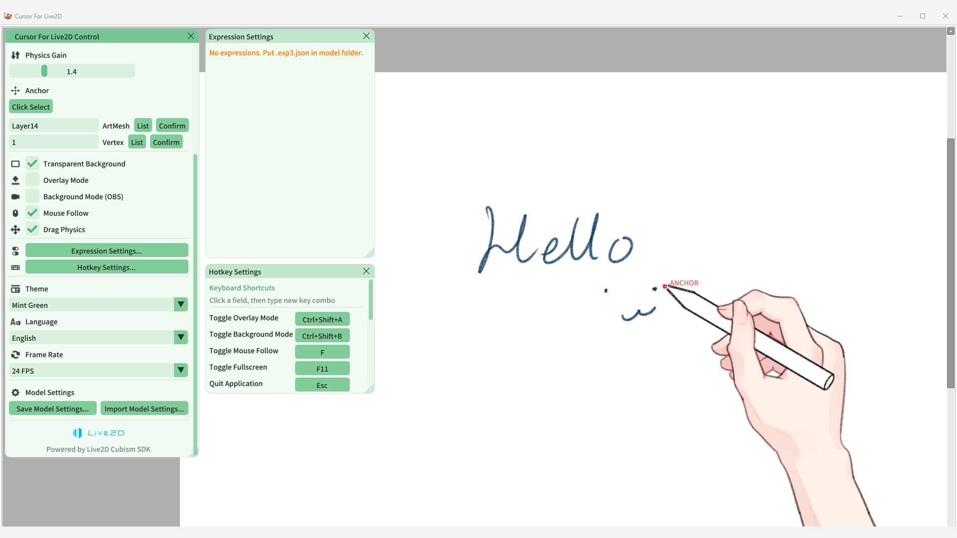 Cursor for Live2D