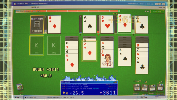 SOLITAIRE.EXE: A Roguelike on the Night Shift Demo 스크린샷 1