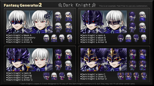 RPG Maker MZ - Fantasy Generator 2 Knight Armor Part Set