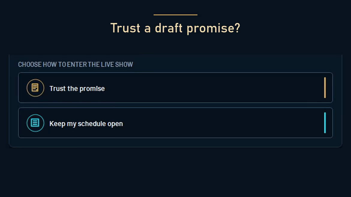 A choice before Selection Night: trust a franchise promise or keep other workouts open. The sequence shows the trade-off of fewer contacts, with no contract signed.