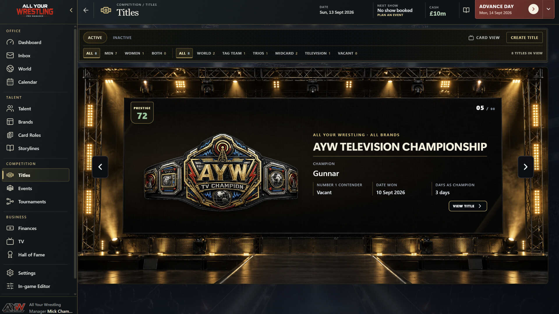 All Your Wrestling Pro Manager