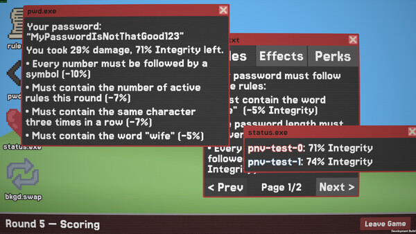 Password Not Valid Screenshot