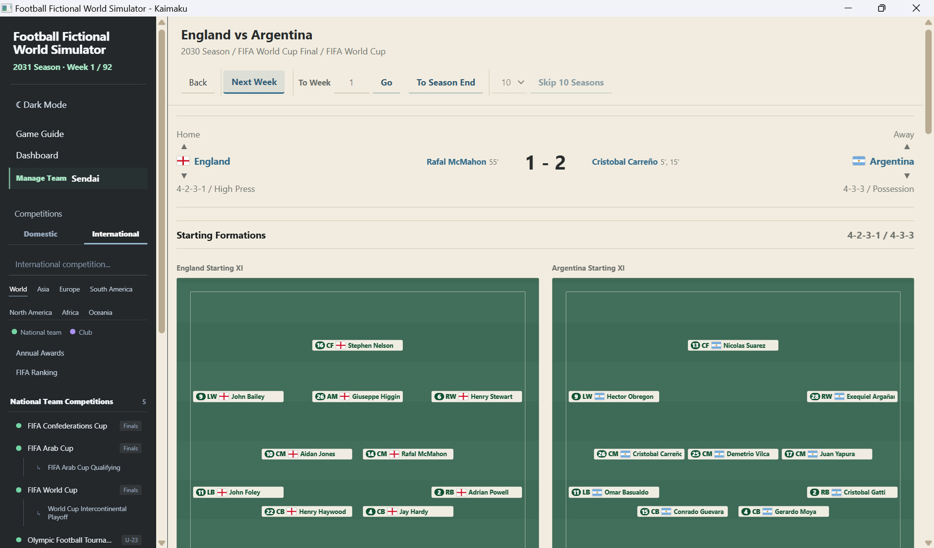 Football Fictional World Simulator screenshot 12
