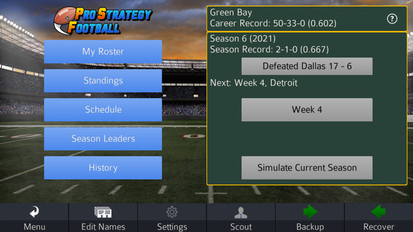Screenshot z Pro Strategy Football 2016