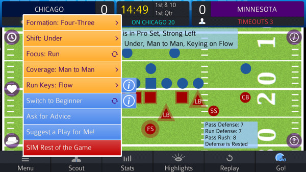 Screenshot z Pro Strategy Football 2016