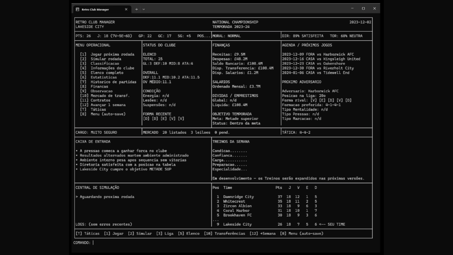 Retro Club Manager screenshot 2