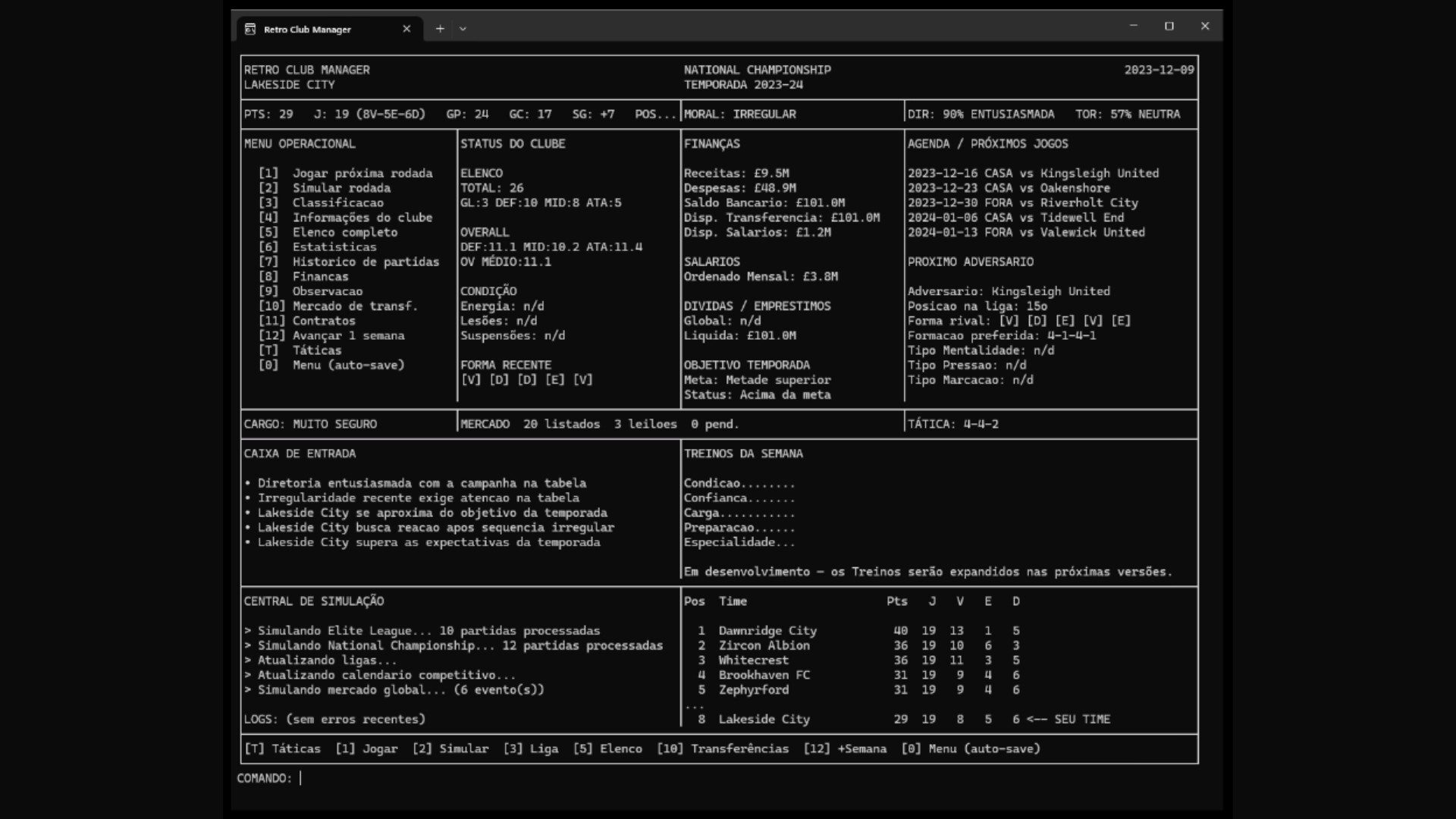 Retro Club Manager screenshot 1