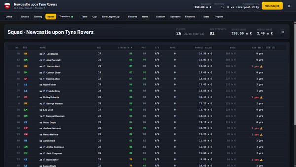 HALFTIME Manager Screenshot