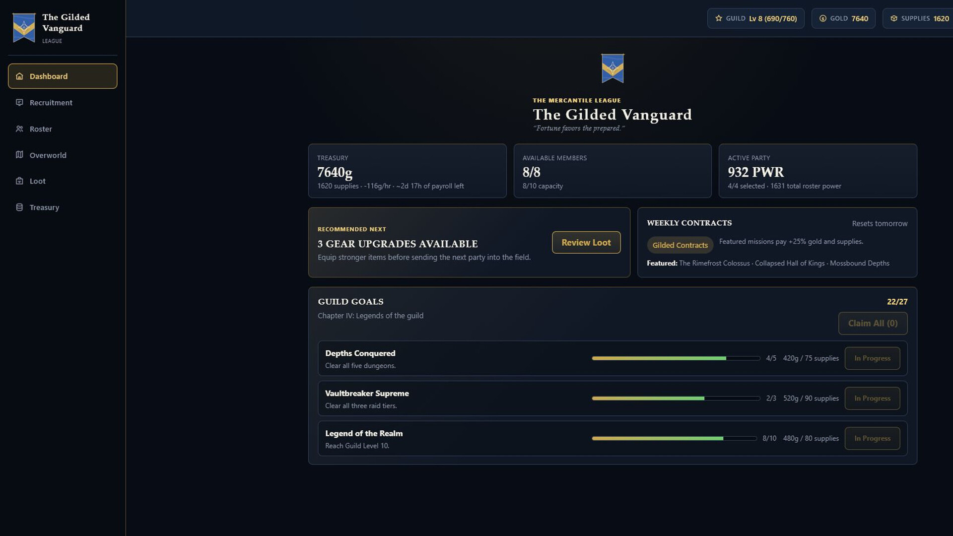Guild Management Simulator screenshot