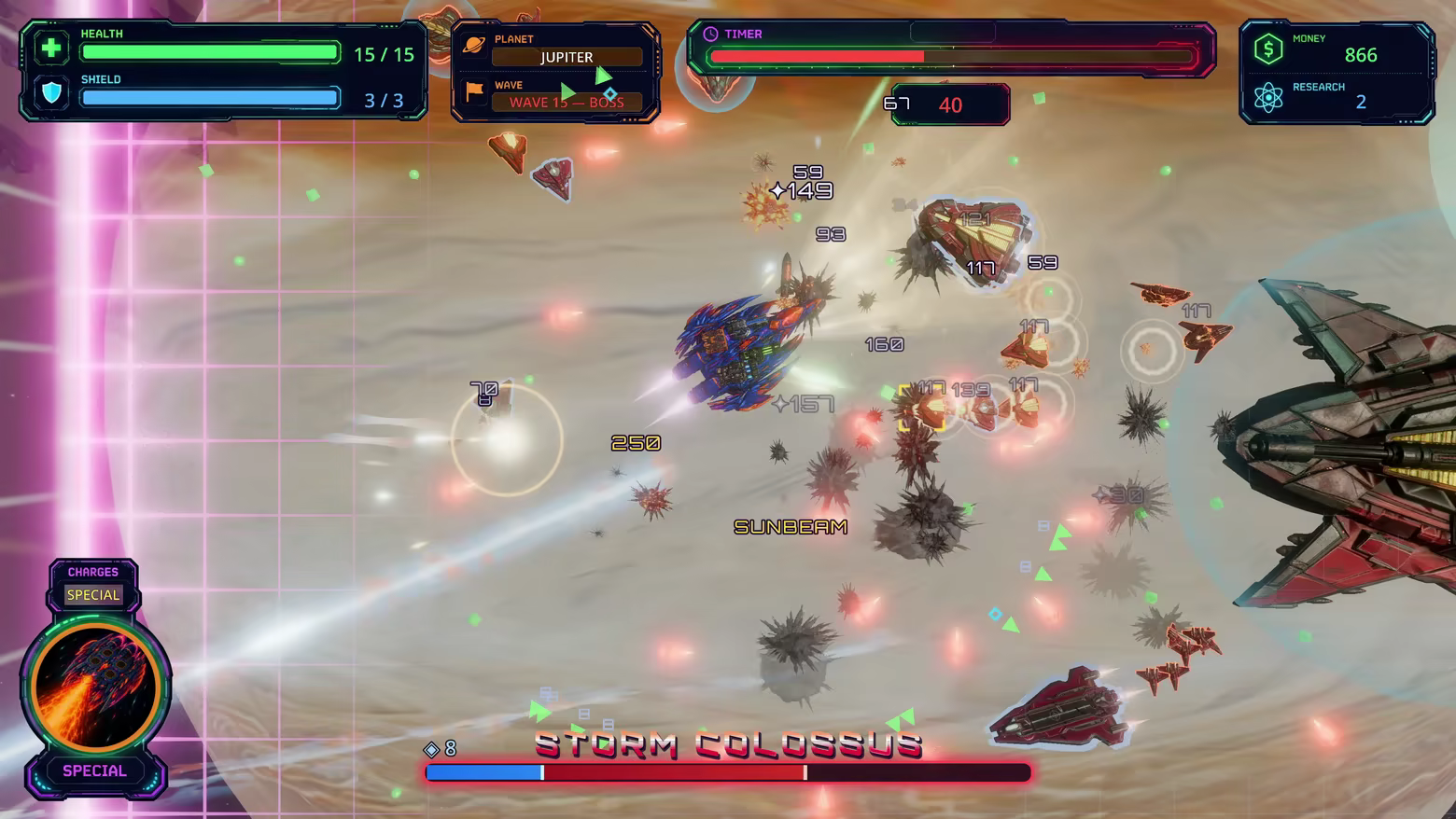 Boss fight above Jupiter.