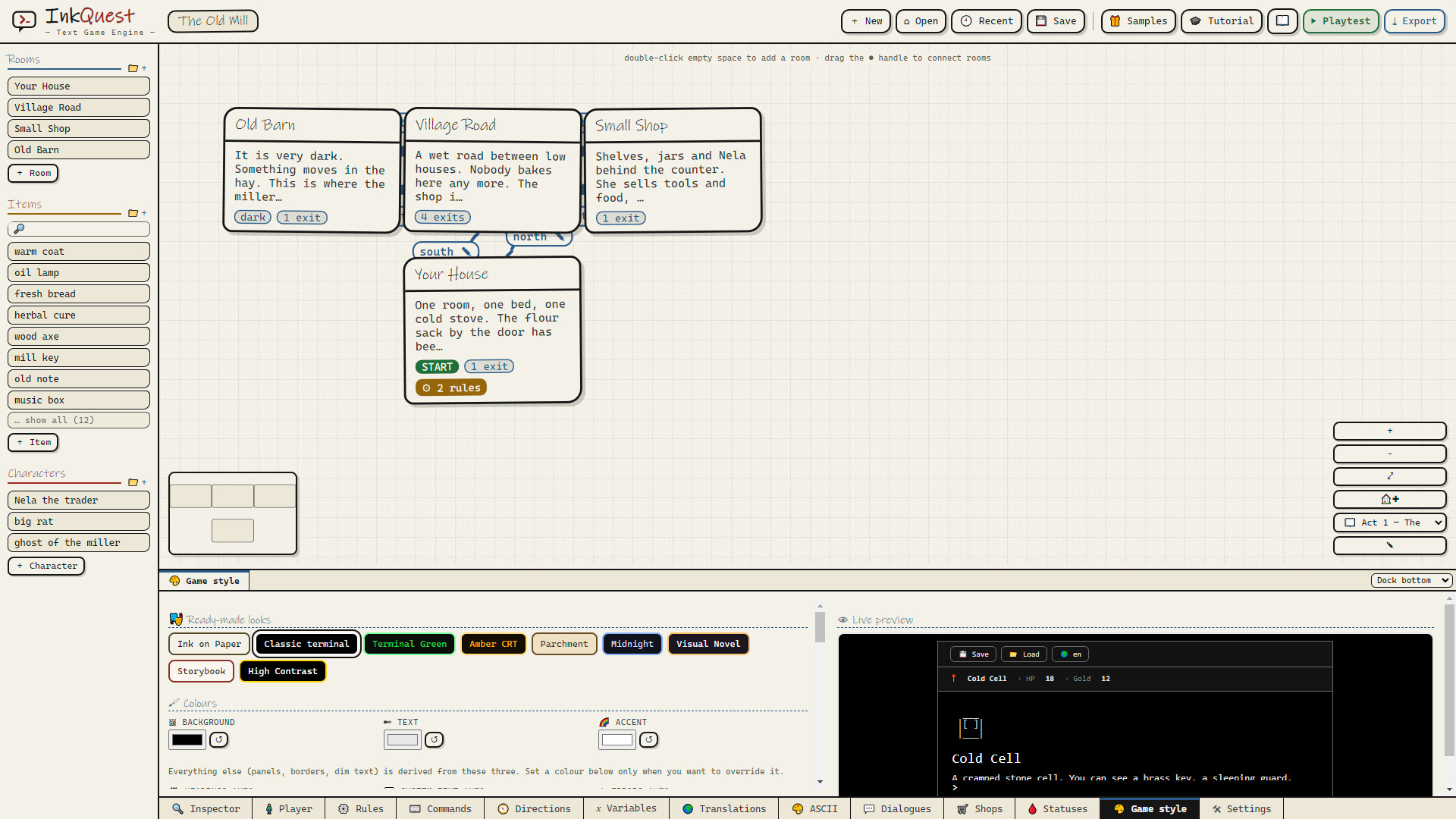 InkQuest: Text Game Engine Demo