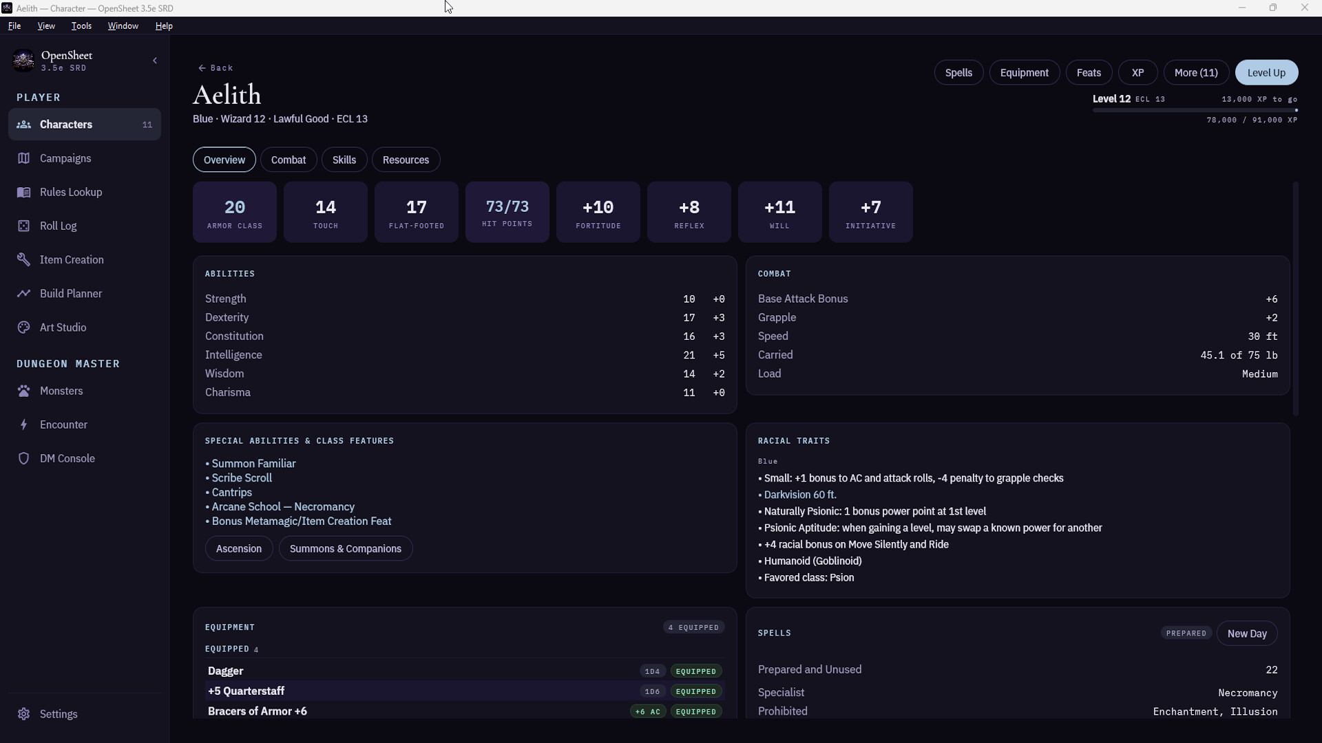 OpenSheet 3.5e SRD screenshot 4