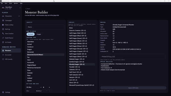 OpenSheet 3.5e SRD screenshot 7