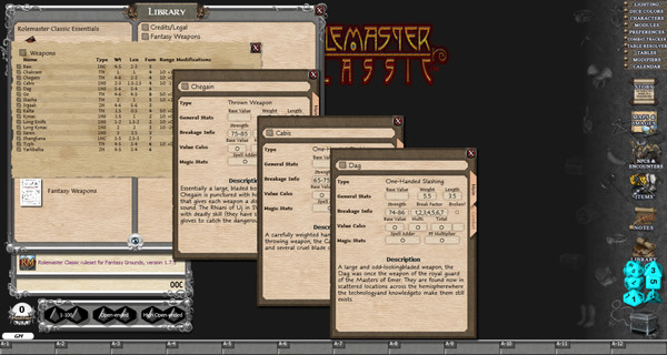 Fantasy Grounds - Rolemaster Classic: Fantasy Weapons