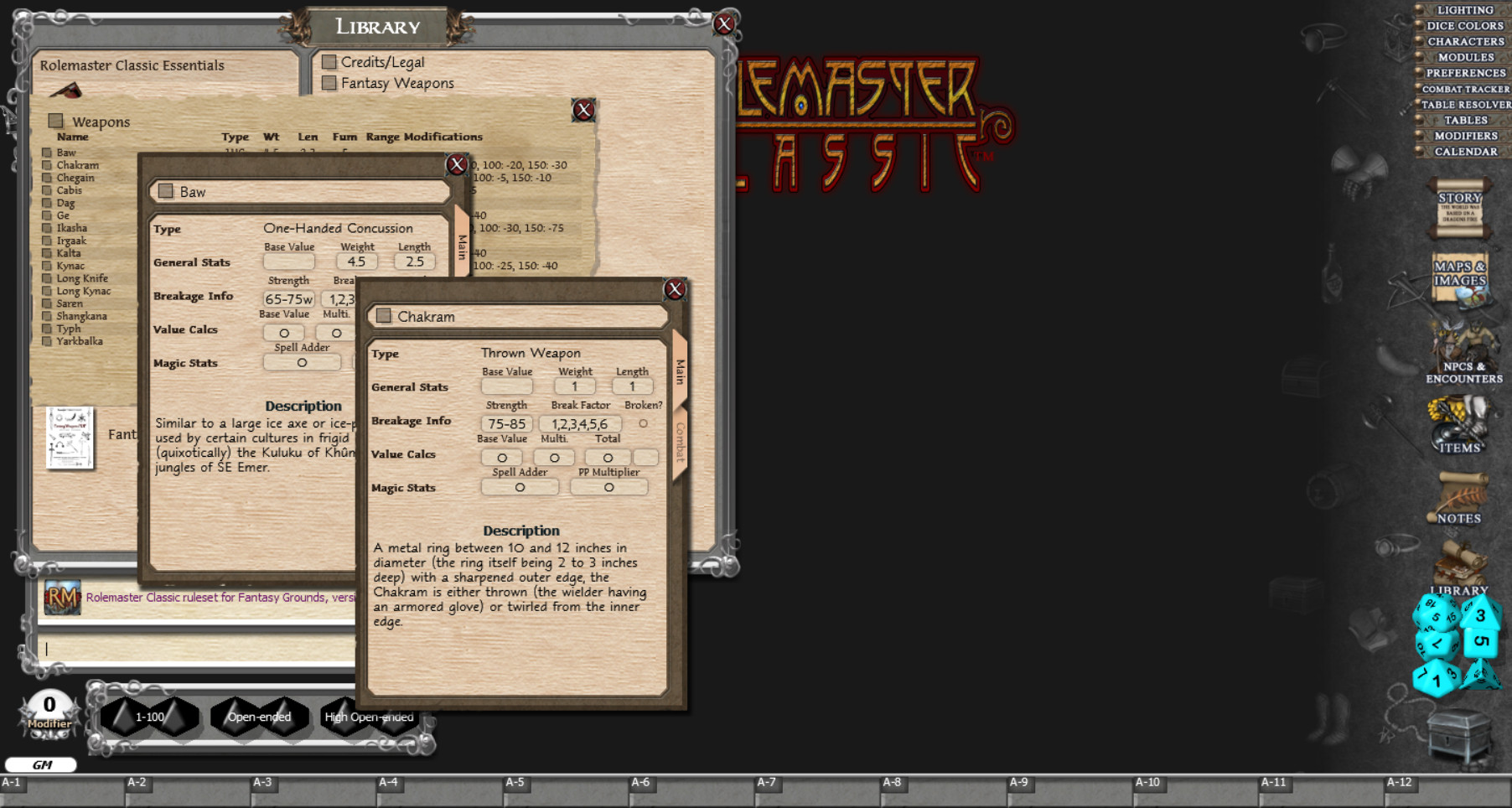 Fantasy Grounds - Rolemaster Classic: Fantasy Weapons Featured Screenshot #1