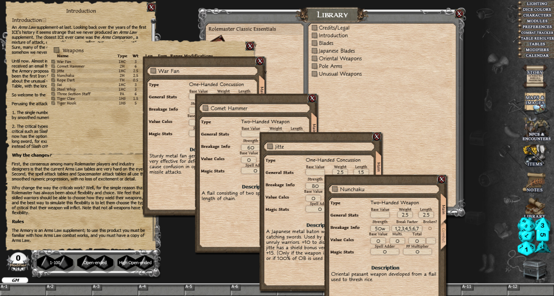 Fantasy Grounds - Rolemaster Classic: The Armoury screenshot 4
