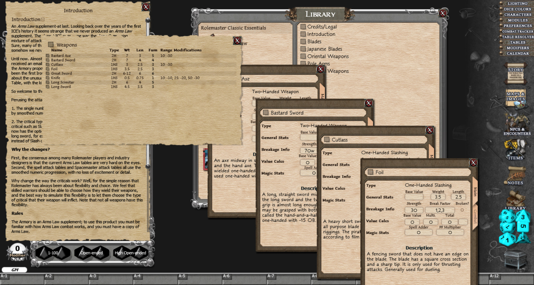 Fantasy Grounds - Rolemaster Classic: The Armoury screenshot 5