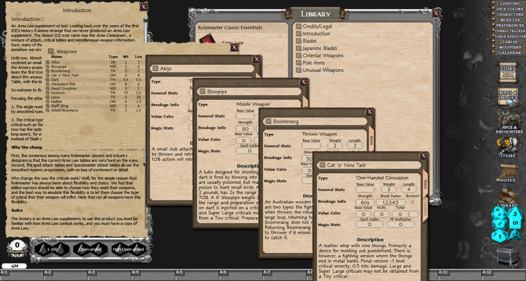 Fantasy Grounds - Rolemaster Classic: The Armoury Featured Screenshot #1