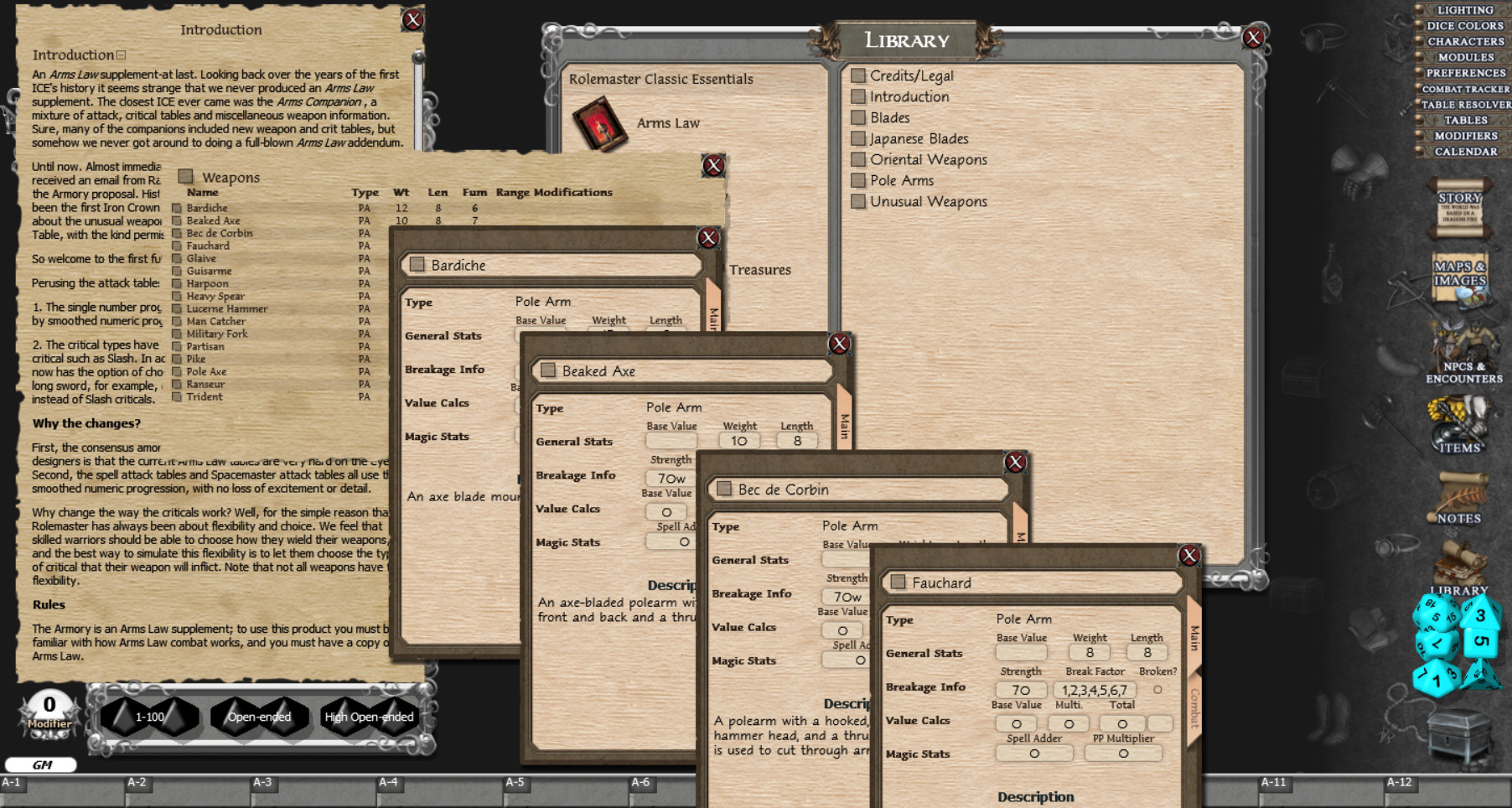 Fantasy Grounds - Rolemaster Classic: The Armoury screenshot 3