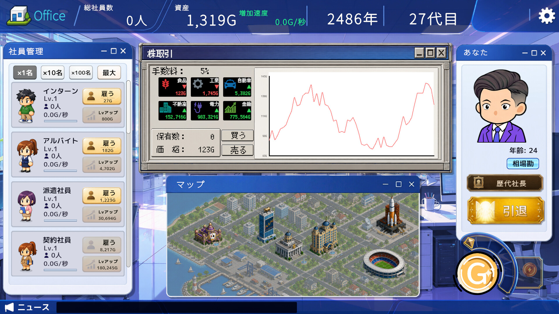 Clicker Inc.～世代交代で目指す巨大企業～のスクリーンショット 1