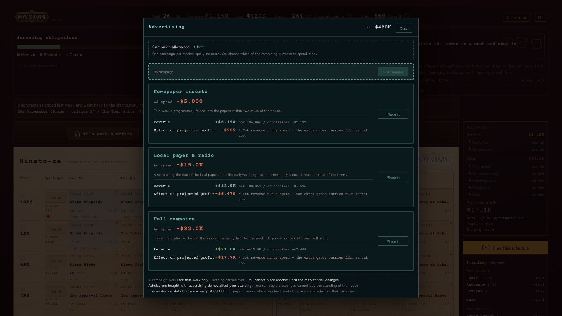 NOW SHOWING: A Cinema Programming Game