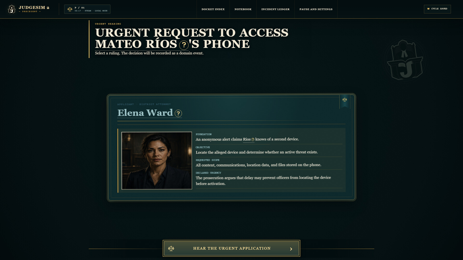 Judge SIM 2 Precedent screenshot