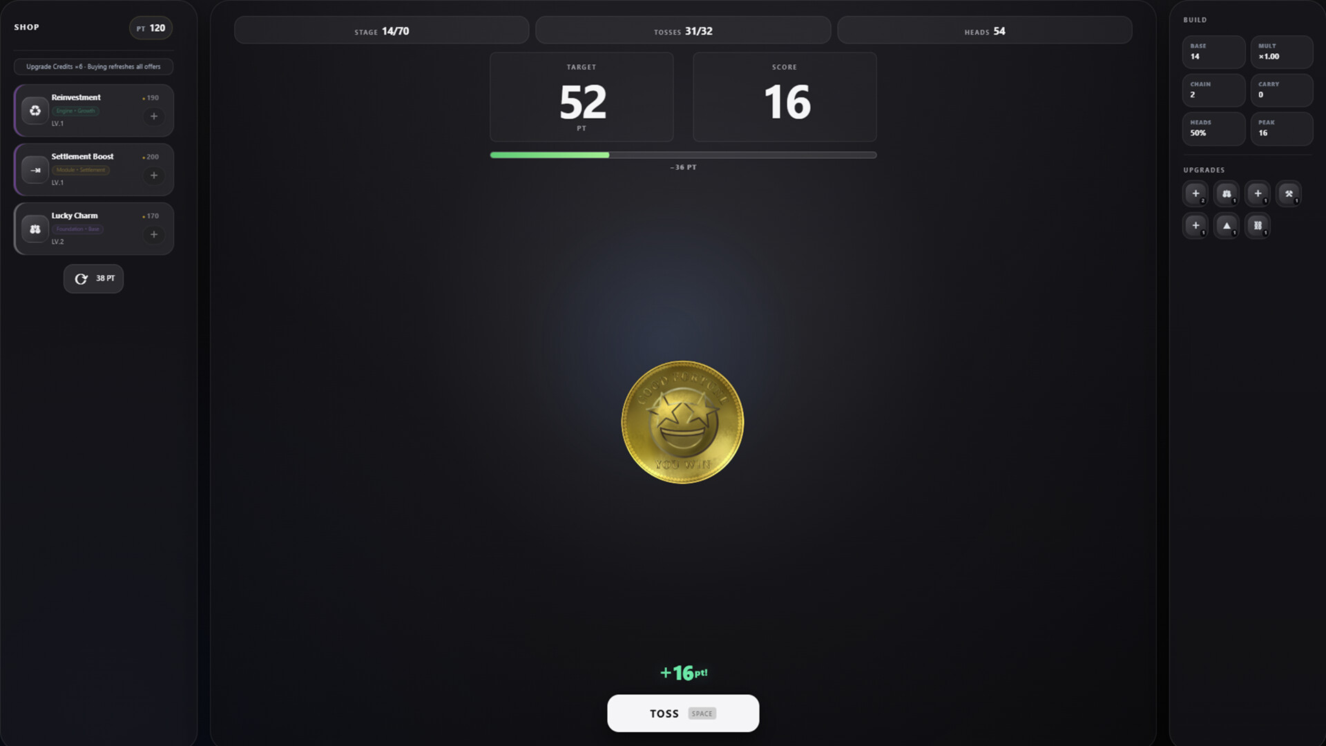 A cointoss roguelikeのスクリーンショット 1