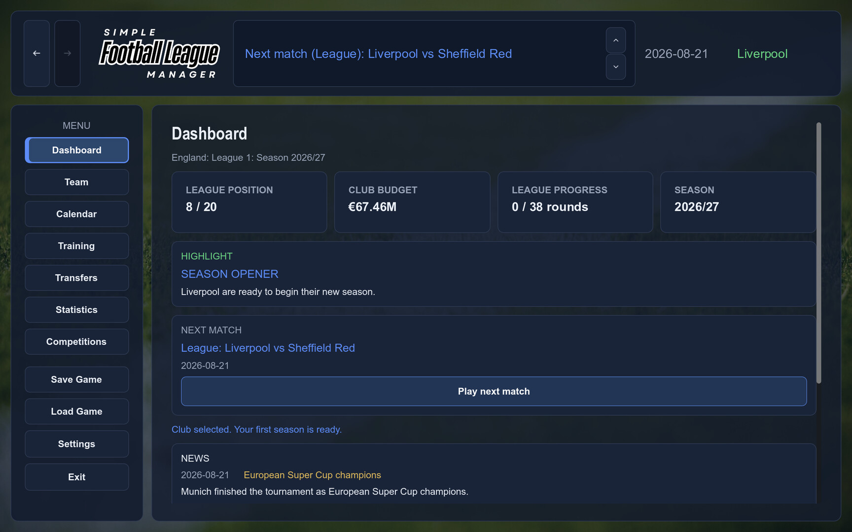 Simple Football League Manager screenshot 1