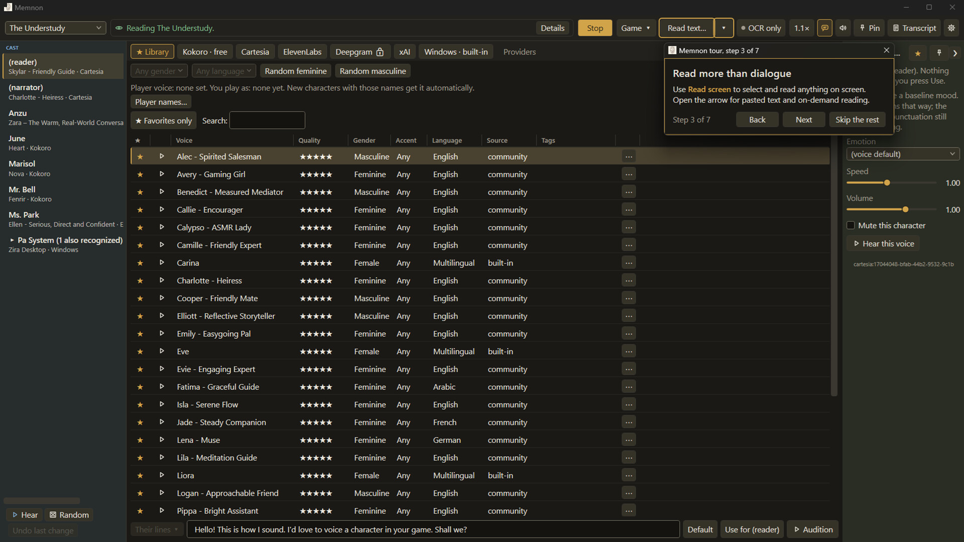 Memnon: Give Your Games a Voice