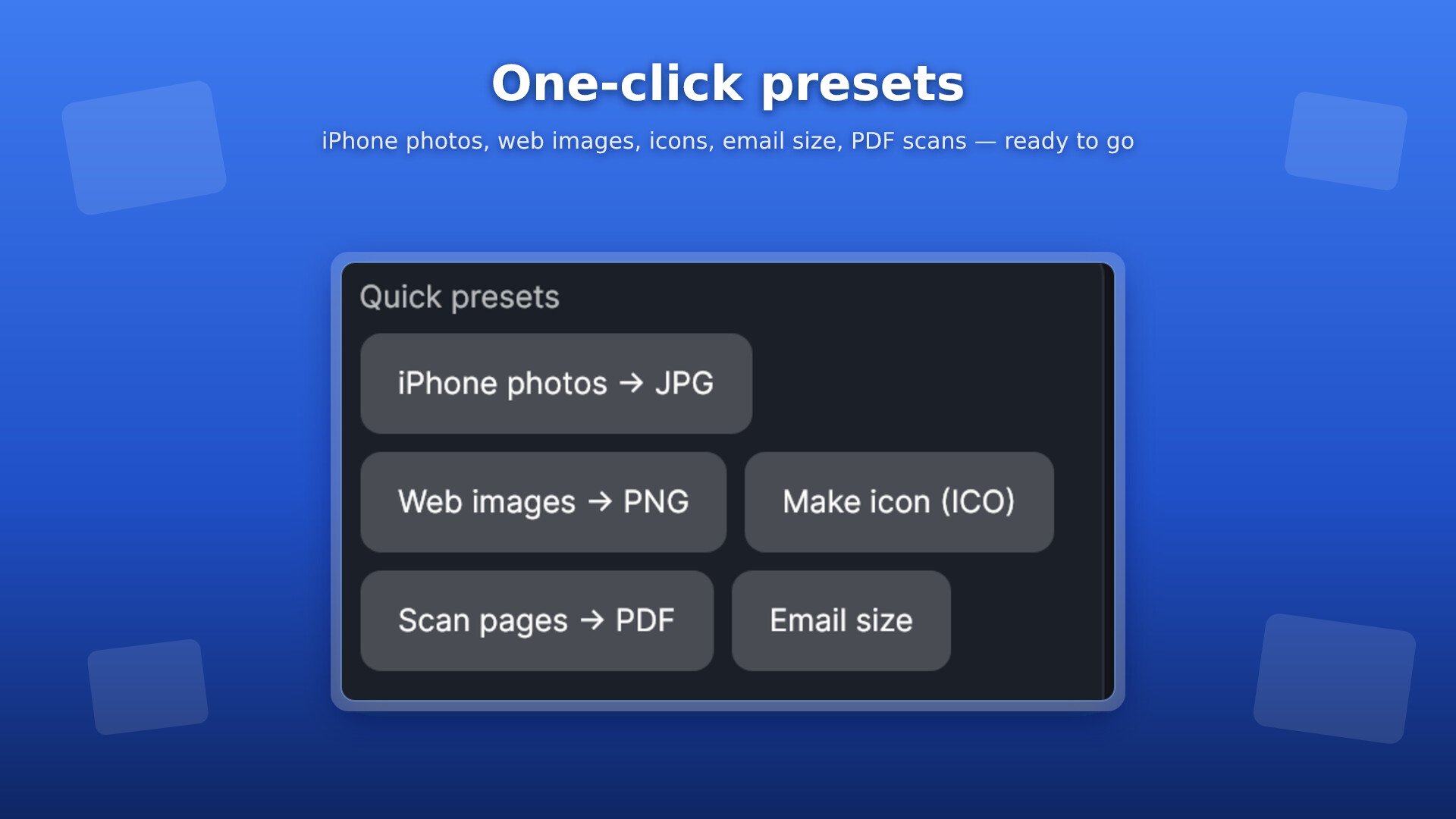 Simple Image Converter — HEIC, WEBP, AVIF, PNG, JPG, PDF