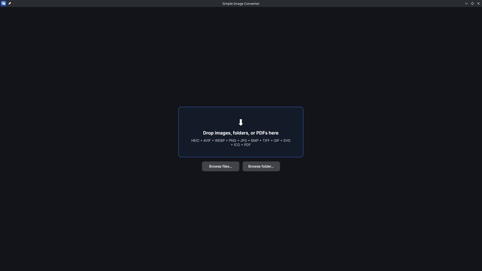 Simple Image Converter — HEIC, WEBP, AVIF, PNG, JPG, PDF